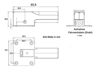 Einziehfahrwerk Typ M für Modelle bis 3kg Fluggewicht DPER01M D-Power (1 Stück)