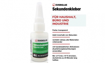 Everglue CA Sekundenkleber 20g dickflüssig mit Nadelverschluss lange Haltbarkeit 650003