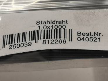 Stahldraht hart Ø 1,0mm x 1000mm REM Etter 40521