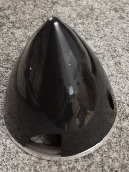 Preview: 75mm Spinner schwarz mit Alurückwand für starre 2 Blatt Prop Aeronaut 725863