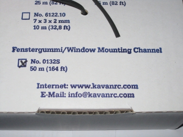 Fenstergummi für Modellbau S-Profil zum verkleben von Scheiben, etc. Meterware