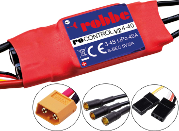 Ro-Control V2 brushless Regler für 3-4S Lipo 40A(60A) 5V/5A Switch BEC XT60 robbe 8739