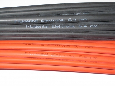 Preview: Schrumpfschlauch Set Ø 6,4mm rot und schwarz, jeweils 0,5m polyolefin - selbst verlöschend Rate 2:1