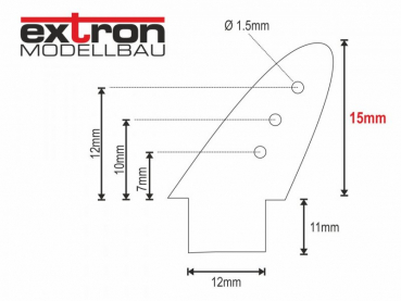 Preview: CNC gefräste Ruderhörner aus schwarzem GFK Material Höhe ca. 15mm x 2mm VE=10 Stück X0728