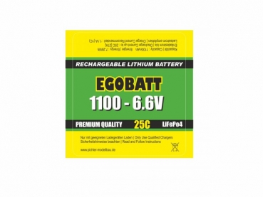 Preview: LiFe EGOBATT Akku 1100mAh 6,6V 25C MPX + JR/Uni Stecker ideal als Empfängerakku Pichler 15143