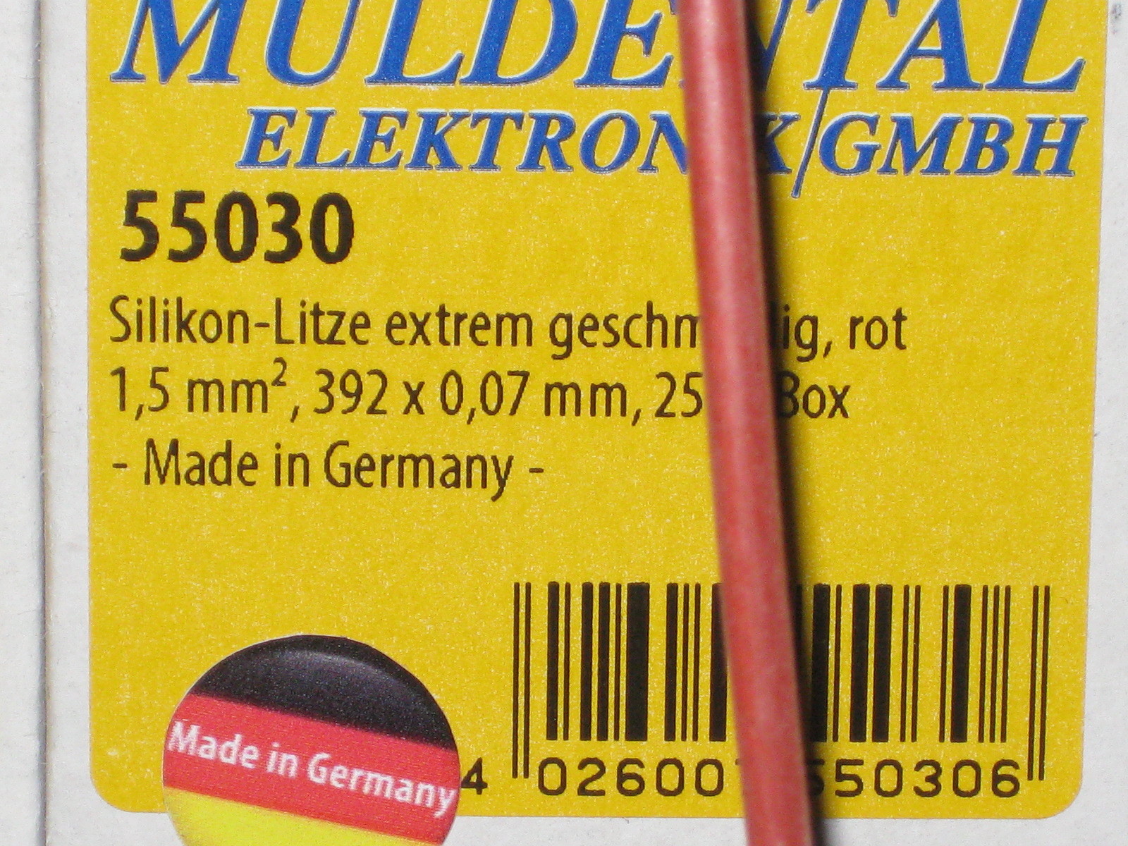 Silikon-Litze 1,5mm² sehr geschmeidig 392x0,07mm rot