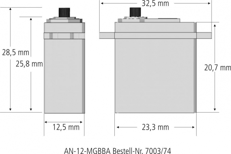 AN-12-MGBBA analoges Metallgetriebe Servo 12mm universell einsetzbar