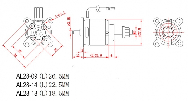 D-Power Brushless Motor AL28-14 für 2-3S Lipo 1380KV