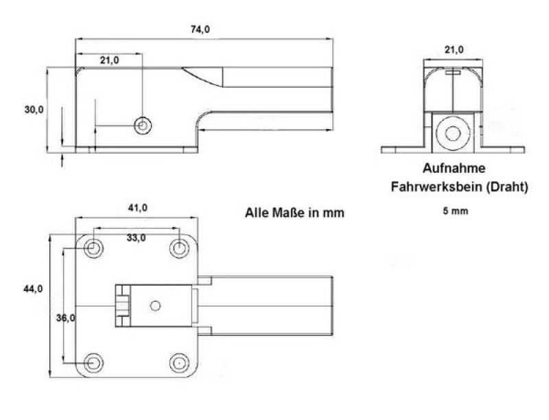 Einziehfahrwerk Typ L mit Welle für Modelle bis 5kg Fluggewicht DPER02LN D-Power (1 Stück)