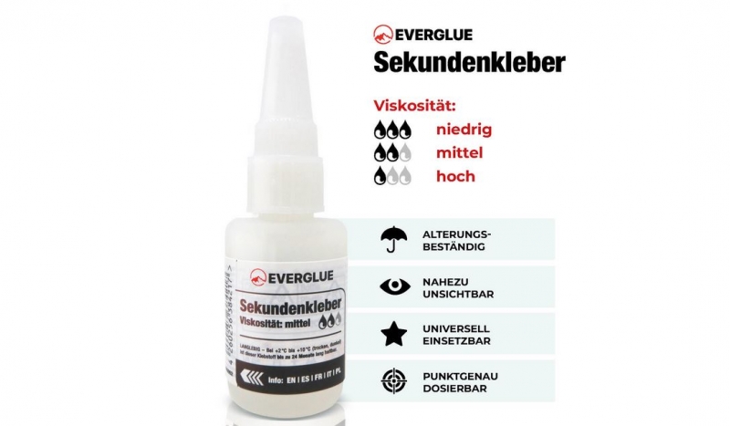 Universal CA Sekundenkleber 20g mittelflüssig mit Nadelverschluss Yuki 650002