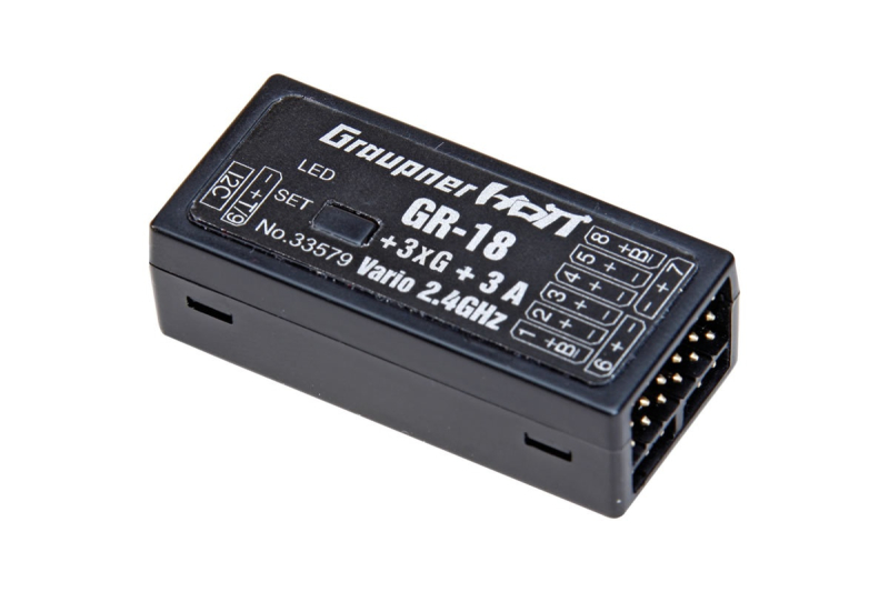 Graupner GR-18 +3xG +3A +Vario HoTT Empfänger (9-Kanal) 33579