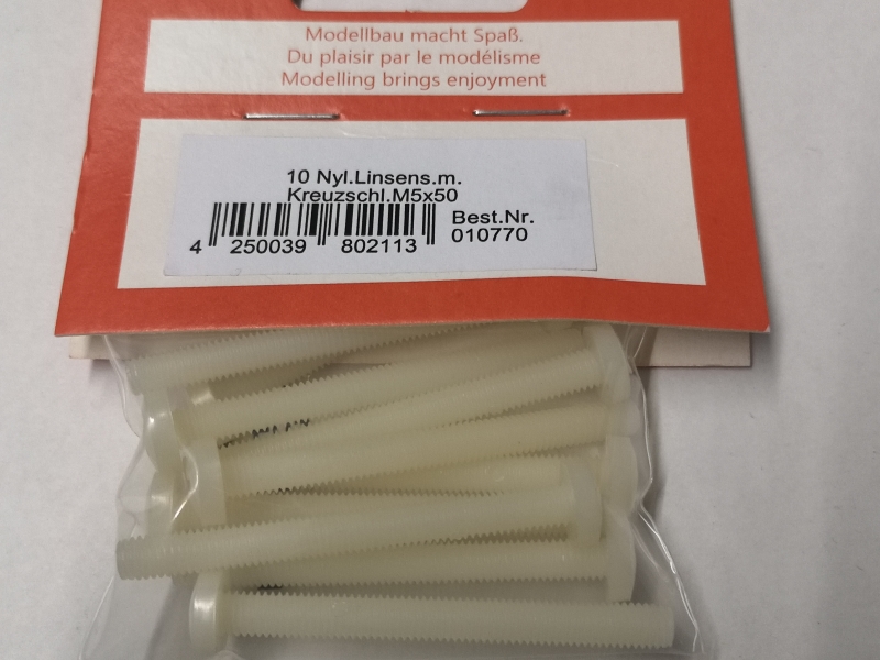 M5 x 50mm Nylon Schrauben Linsenkopf mit Kreuzschlitz VE=10 Stück REM Etter 10770