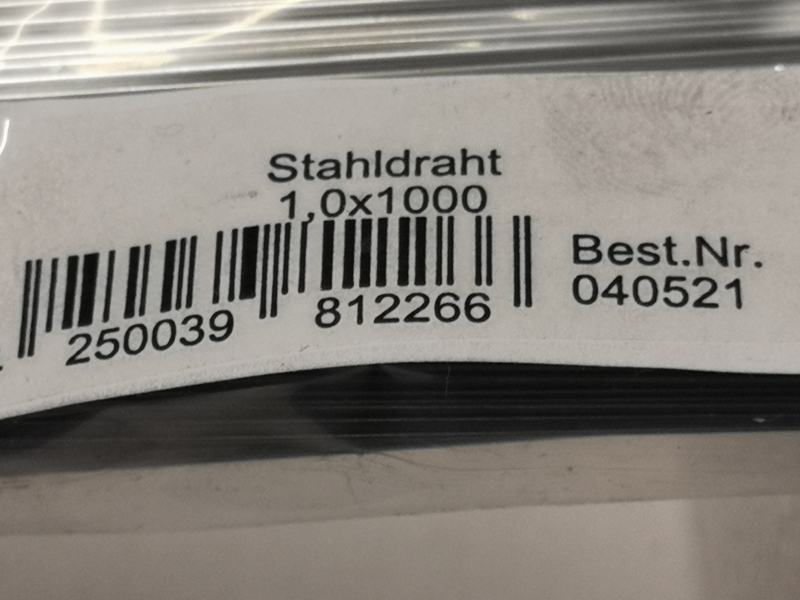 Stahldraht hart Ø 1,0mm x 1000mm REM Etter 40521