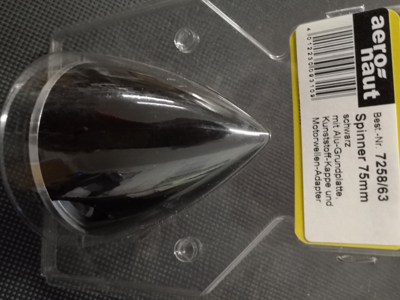 75mm Spinner schwarz mit Alurückwand für starre 2 Blatt Prop Aeronaut 725863