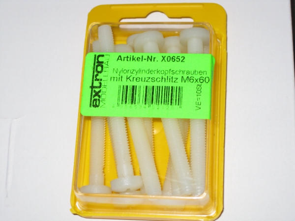 Kunststoffschrauben M6 x 60mm Kreuz (VE=10 Stück)