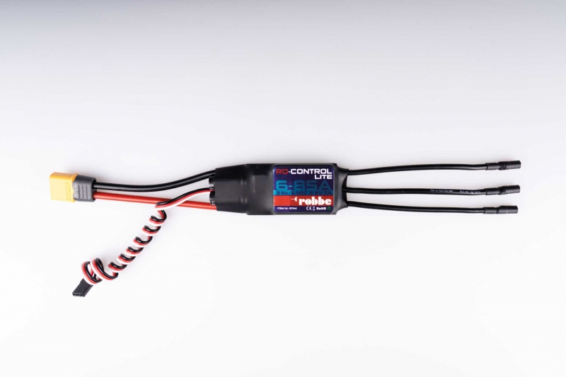 Robbe Modellsport RO-CONTROL 6-85A LITE 3-6S Lipo(max.100A) (6)8V 7A S-BEC XT-60 Stecker u. 3,5mm Goldkontakte motorseits