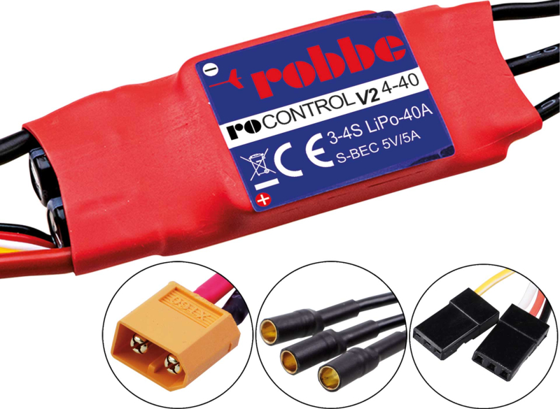 Ro-Control V2 brushless Regler für 3-4S Lipo 40A(60A) 5V/5A Switch BEC XT60 robbe 8739