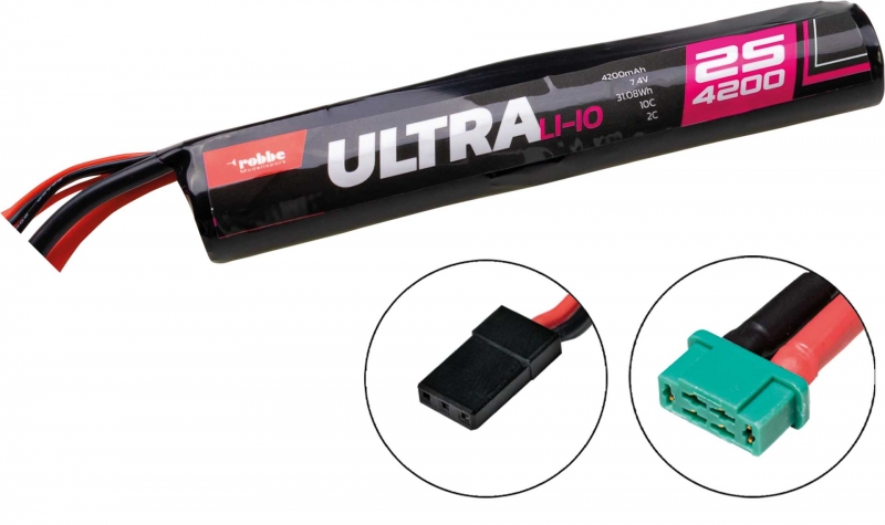 Ro-Power ULTRA LiIo Akku 7,4V 4200mAh 2S1P inline 10C mit MPX Buchse und JR/Uni Stecker robbe 7420