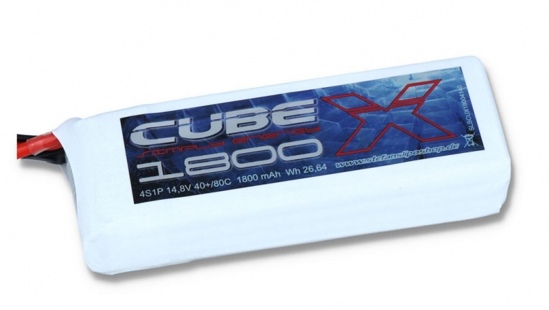 SLS X-Cube 4S1P 1800mAh 14,8V 40C/80C XT60 Anschluss + XH Balancer Maße 108x35x25mm Gewicht: 194g