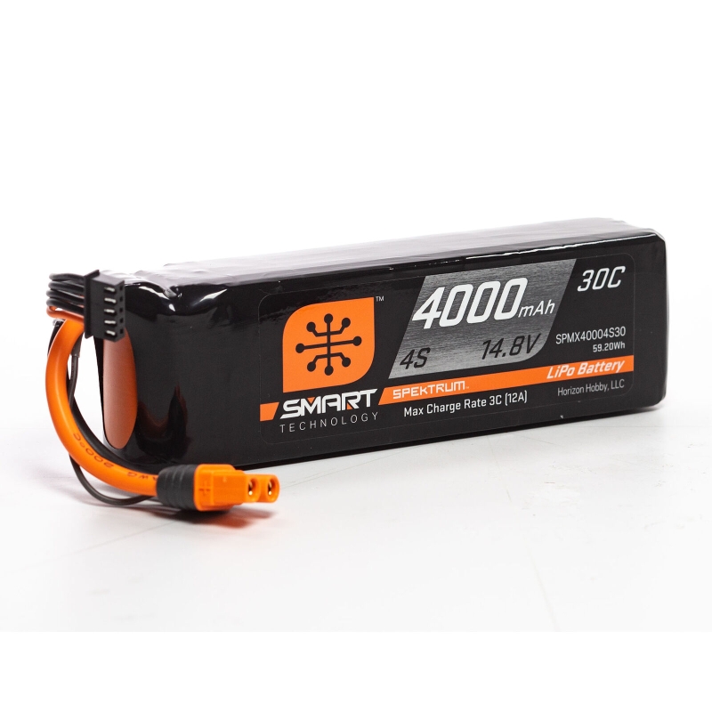 14.8V 4000mAh 4S 30C Smart LiPo Battery: IC3 SPMX40004S30