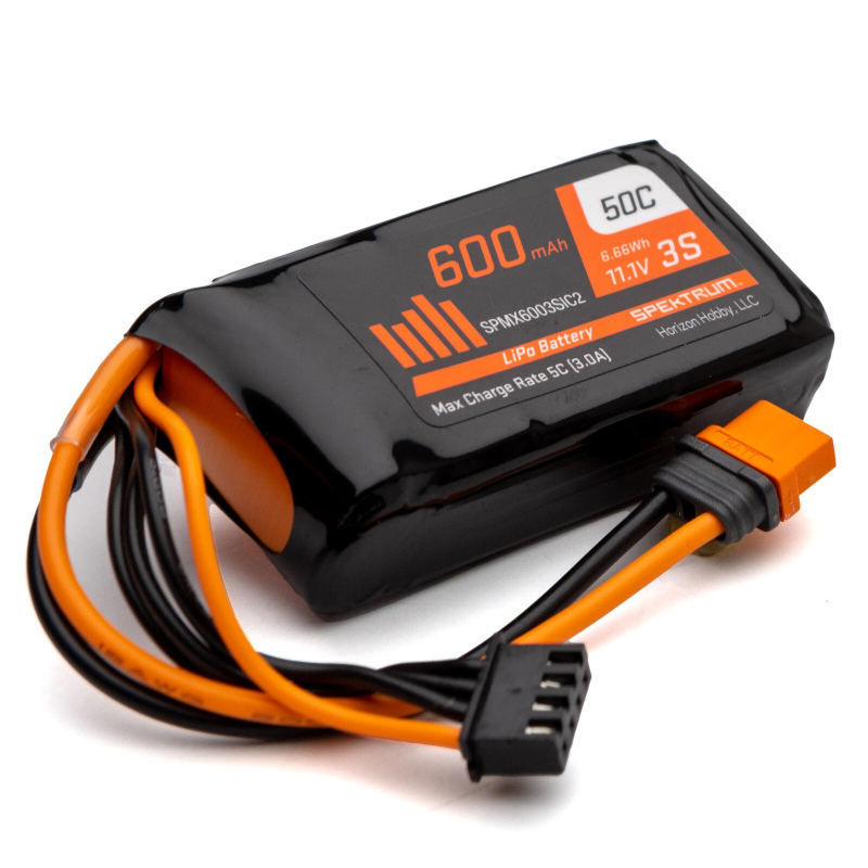 11.1V 600mAh 3S 50C LiPo Battery: IC2 SPMX6003SIC2