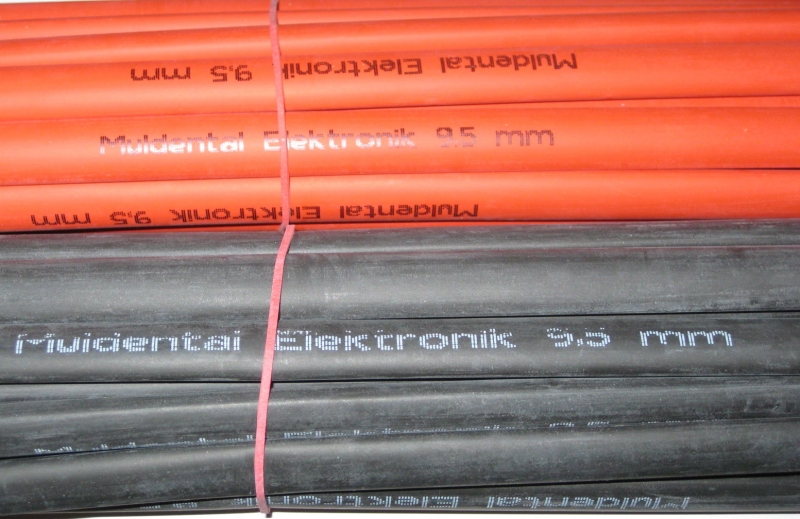 Schrumpfschlauch Set Ø 9,5mm rot und schwarz, jeweils 0,5m polyolefin - selbst verlöschend Rate 2:1