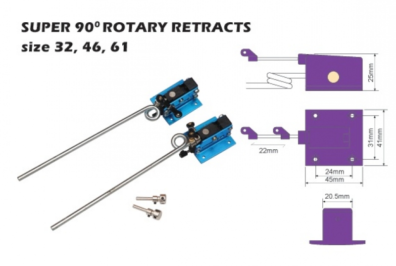 mechanisches 2-Bein Fahrwerk einziehbar 90° Ezfw. für Modelle bis 5kg