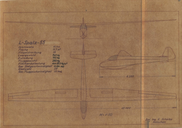 L-Spatz 55 GfK-Rumpf, Rahmen u. Kabinenhaube (Spw.4,28m)