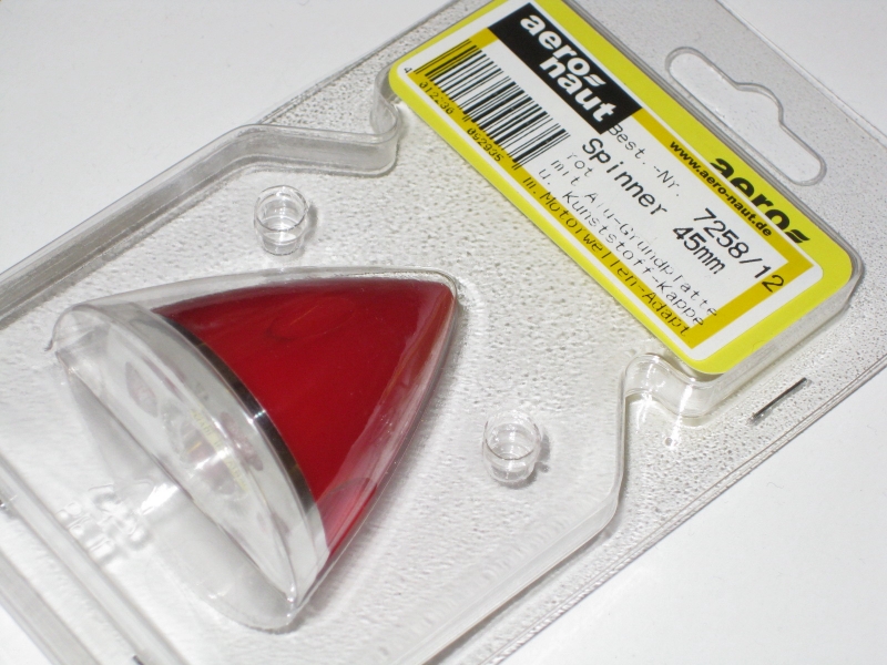 45mm Spinner Rot mit Alurückwand für starre 2 Blatt Prop