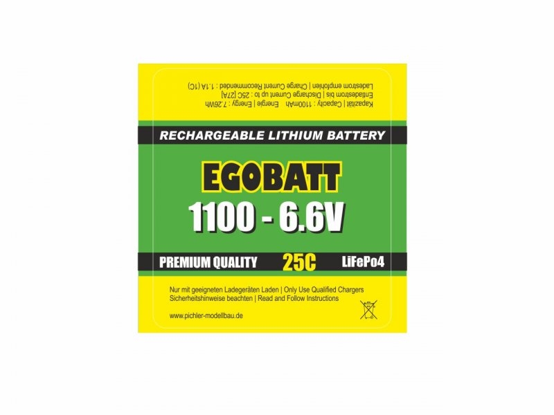 LiFe EGOBATT Akku 1100mAh 6,6V 25C MPX + JR/Uni Stecker ideal als Empfängerakku Pichler 15143