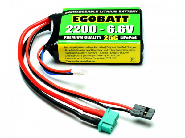 LiFe EGOBATT Akku 2200mAh 6,6V 25C MPX + JR/Uni Stecker ideal als Empfängerakku Pichler C8350