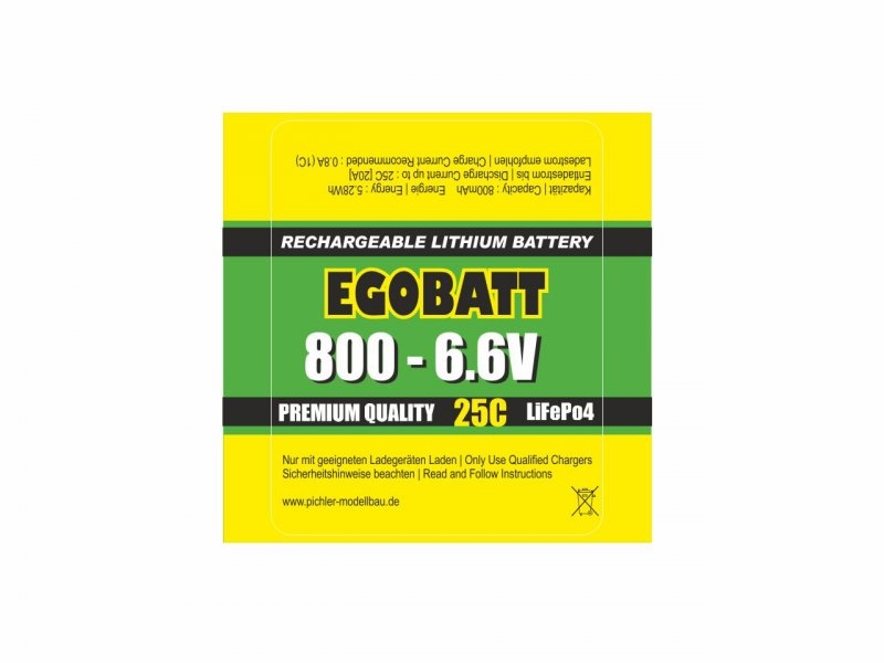 LiFe EGOBATT Akku 800mAh 6,6V 25C XT30 + JR/Uni Stecker ideal als Empfängerakku Pichler 15142