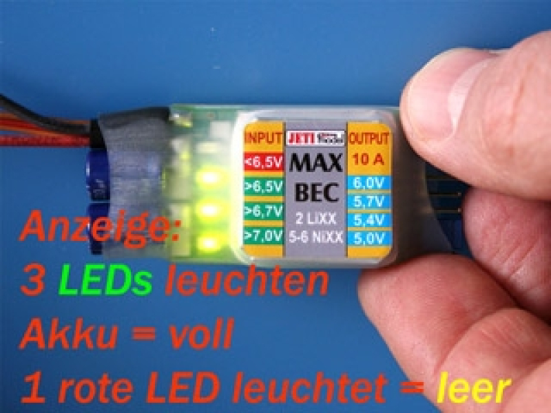 Jeti MAX BEC für 2S Lipo/Li-Ionen, Empfängerstromversorgung