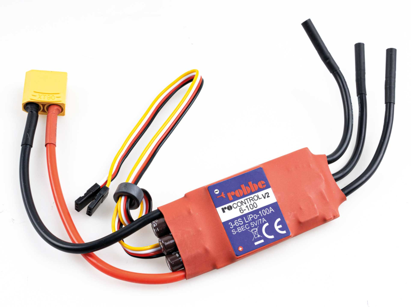Ro-Control V2 brushless Regler für 3-6S Lipo 100A 5V/5A Switch BEC XT90 robbe 8735